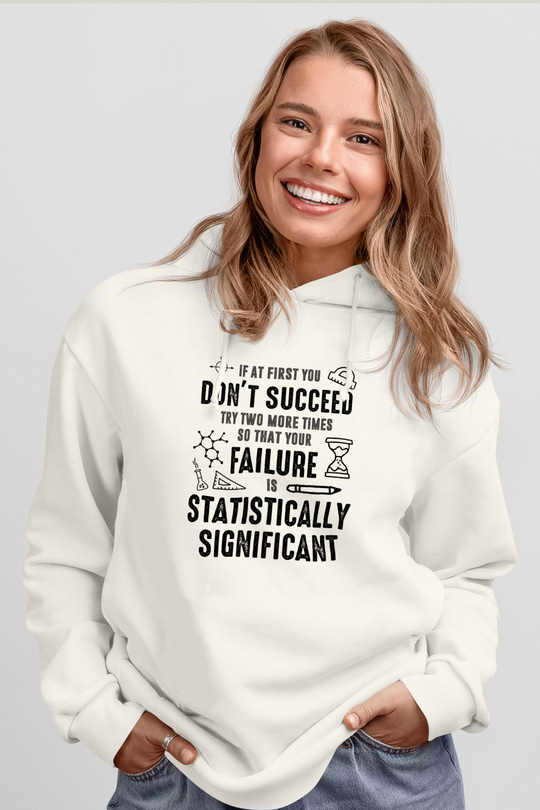 Bilim Yazı Baskılı Unisex Ekru Hoodie