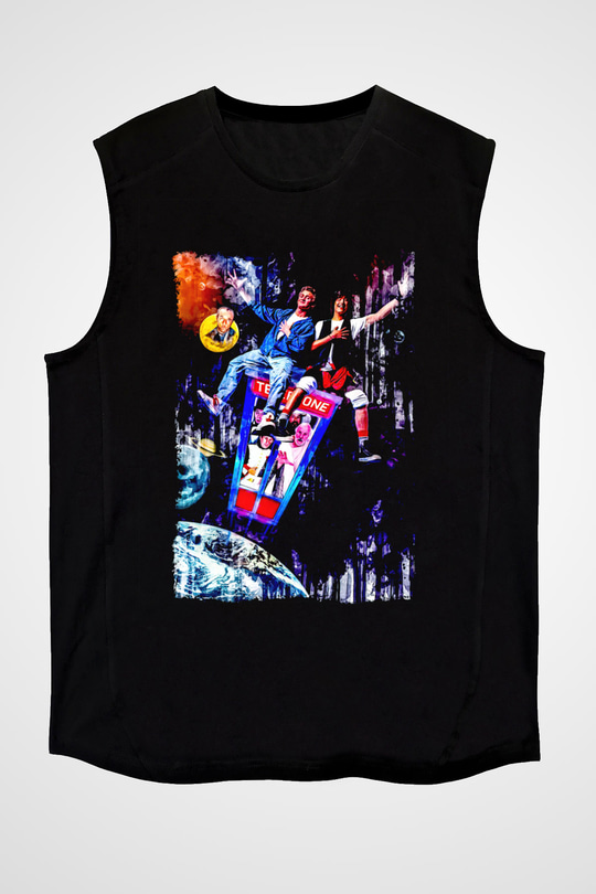 Bill and Teds Excellent Adventure Siyah Unisex  Kolsuz Tişört