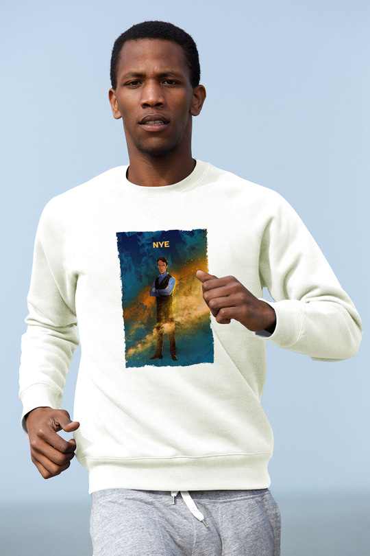 Bill Nye Baskılı Unisex Ekru Sweatshirt