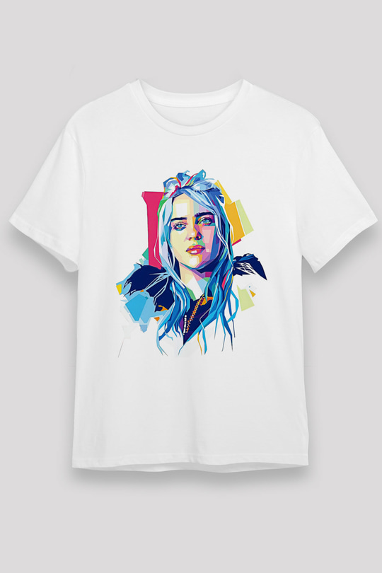 Billie Eilish Baskılı Unisex Beyaz Tişört - Tshirt