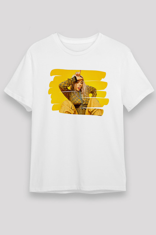 Billie Eilish Baskılı Unisex Beyaz Tişört - Tshirt