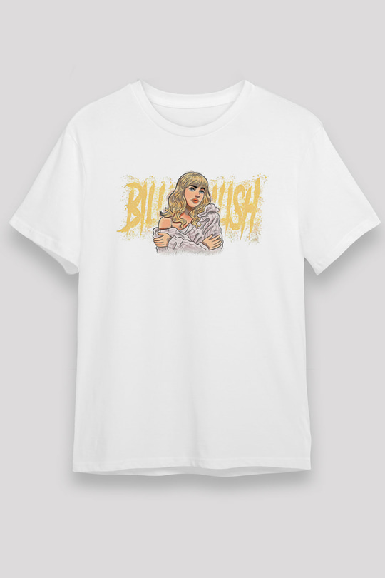 Billie Eilish Baskılı Unisex Beyaz Tişört - Tshirt