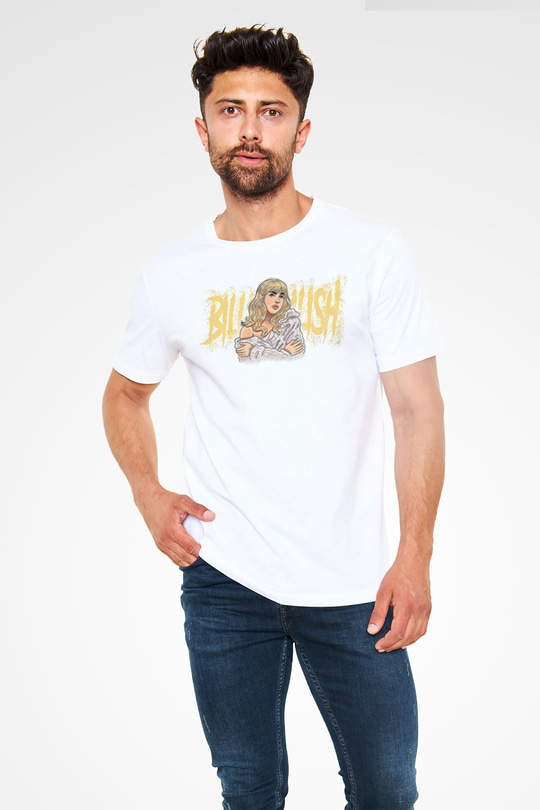 Billie Eilish Baskılı Unisex Beyaz Tişört - Tshirt