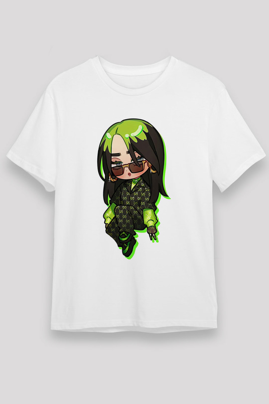 Billie Eilish Baskılı Unisex Beyaz Tişört - Tshirt
