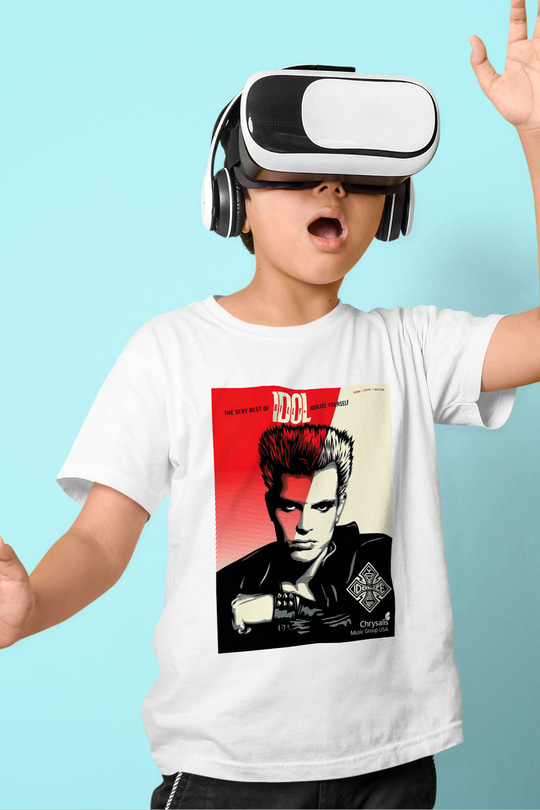 Billy Idol Baskılı Beyaz Unisex Çocuk Tişört