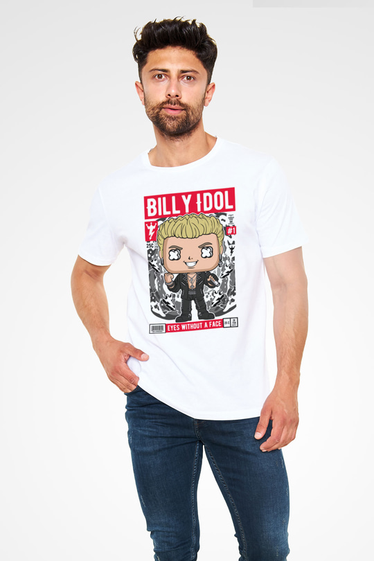 Billy Idol Baskılı Unisex Beyaz Tişört