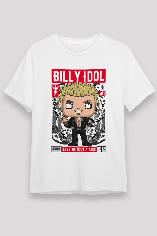 Billy Idol Baskılı Unisex Beyaz Tişört