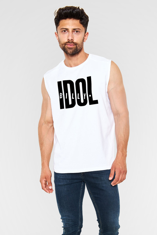 Billy Idol Beyaz Unisex Kolsuz Tişört