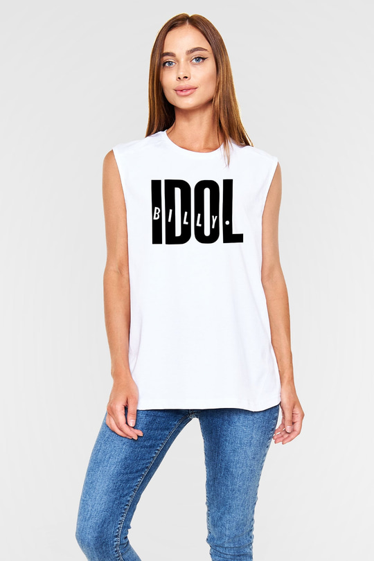 Billy Idol Beyaz Unisex Kolsuz Tişört