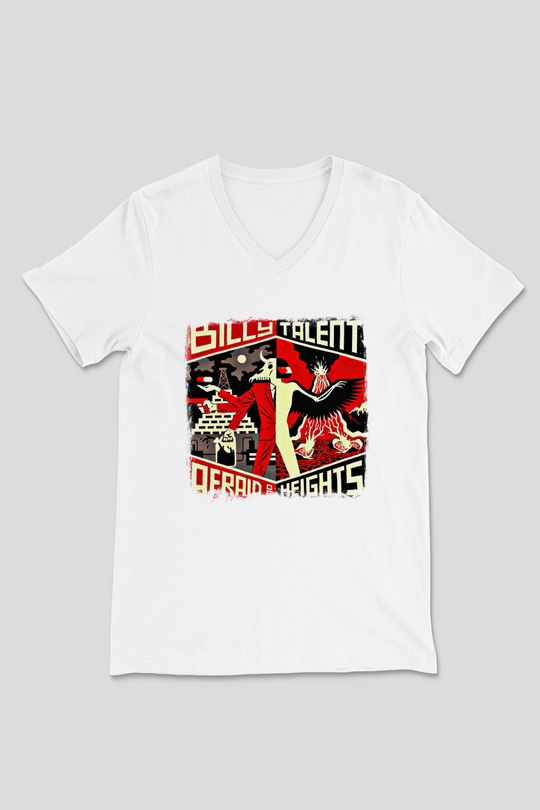 Billy Talent Baskılı Unisex Beyaz V Yaka Tişört