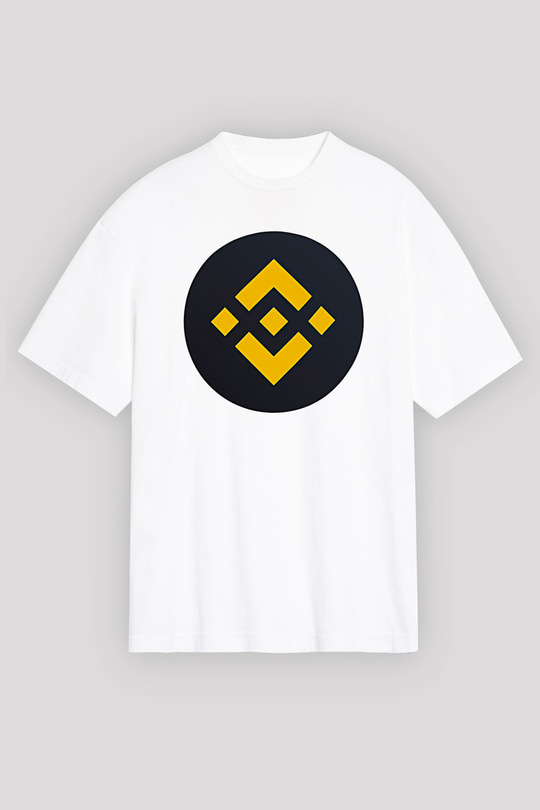 Binance Baskılı Beyaz Unisex Oversize Tişört - Tshirt
