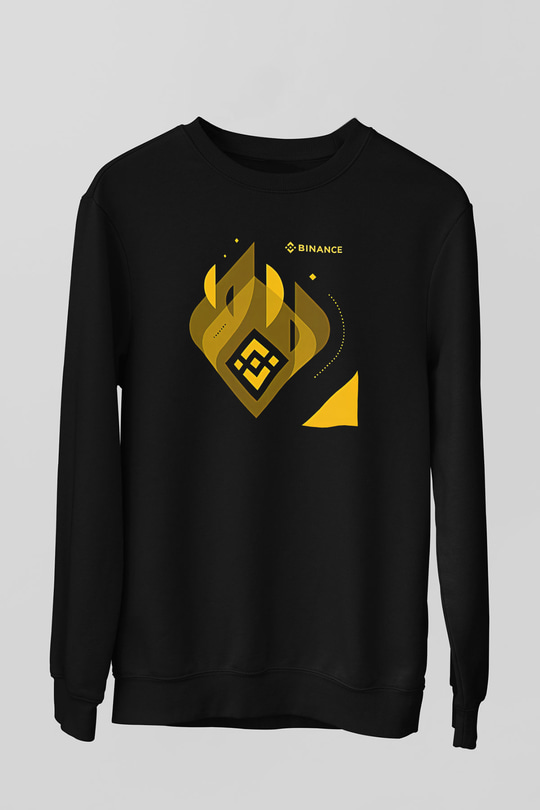 Binance Baskılı Unisex Siyah Sweatshirt