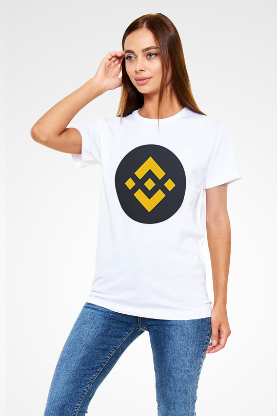 Binance Unisex Baskılı Beyaz Tişört - Tshirt
