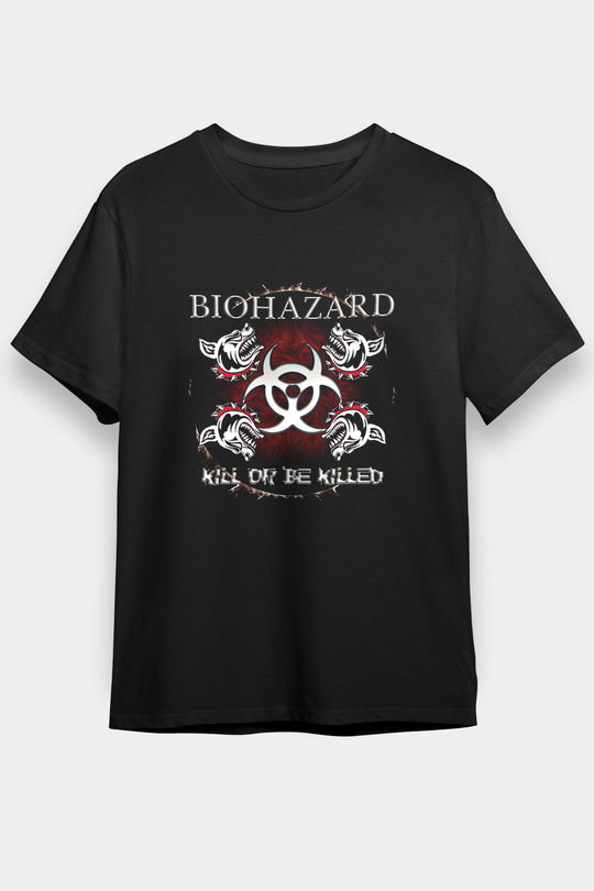 Biohazard Baskılı Unisex Siyah Tişört