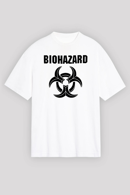 Biohazard Beyaz Unisex Oversize Tişört T-Shirt