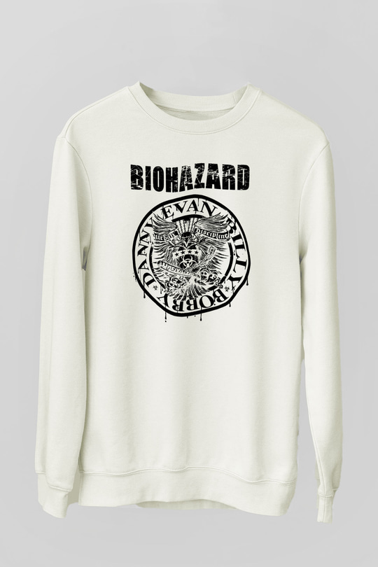 Biohazard Beyaz Unisex Sweatshirt
