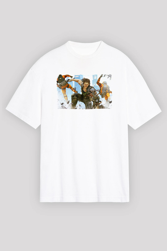 Bionic Commando Beyaz Oversize Tişört Oversize T-shirt