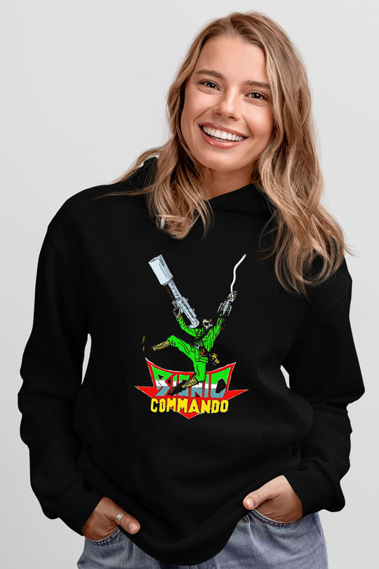Bionic Commando Siyah Unisex Hoodie