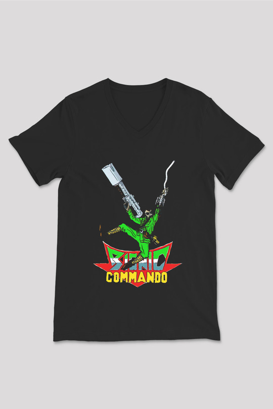 Bionic Commando Siyah Unisex  V Yaka Tişört