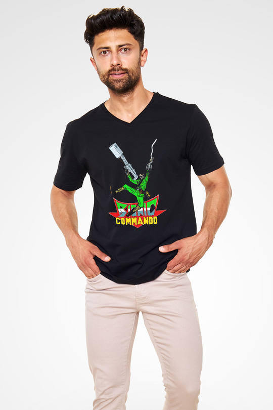 Bionic Commando Siyah Unisex  V Yaka Tişört