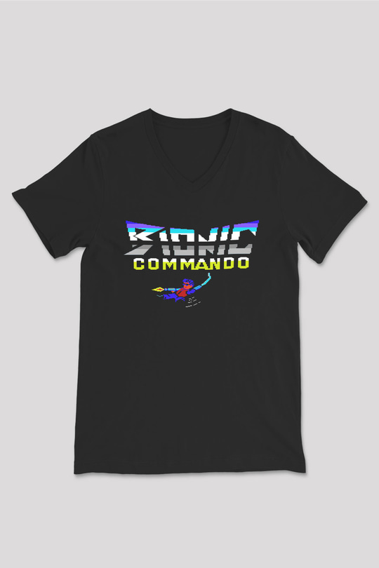 Bionic Commando Siyah Unisex  V Yaka Tişört