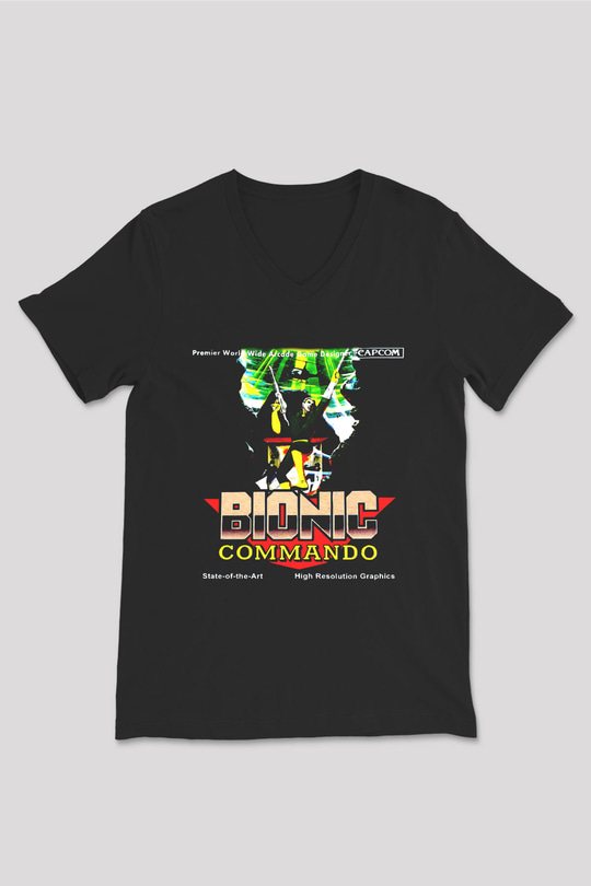 Bionic Commando Siyah Unisex  V Yaka Tişört