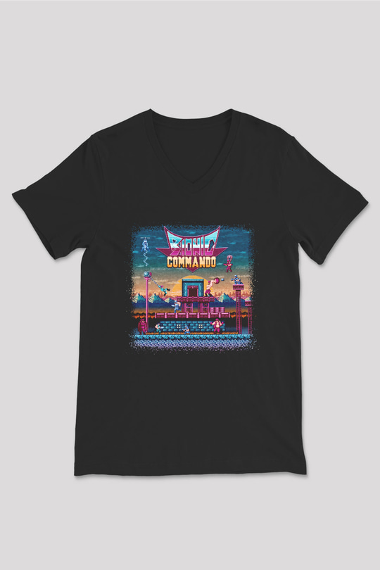 Bionic Commando Siyah Unisex  V Yaka Tişört
