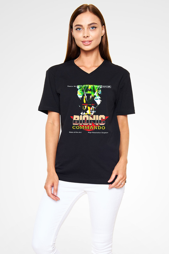 Bionic Commando Siyah Unisex  V Yaka Tişört