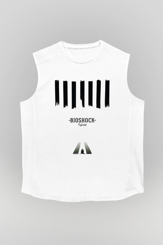 Bioshock James Baskılı Beyaz Unisex Kolsuz Tişört - Tshirt