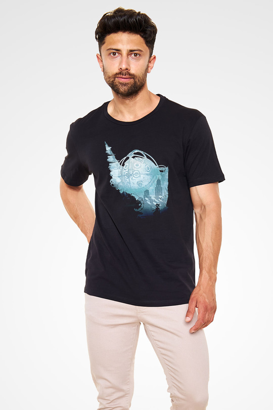 Bioshock James Baskılı Unisex Siyah Tişört - Tshirt