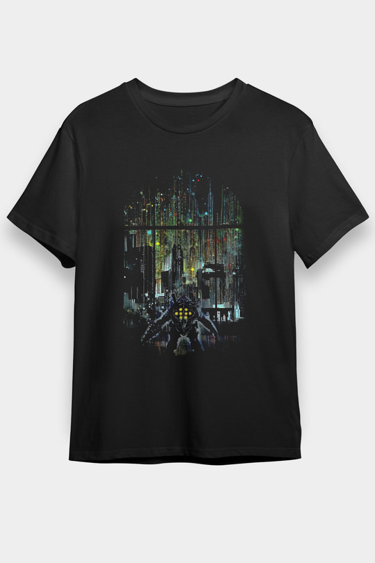 Bioshock James Baskılı Unisex Siyah Tişört - Tshirt