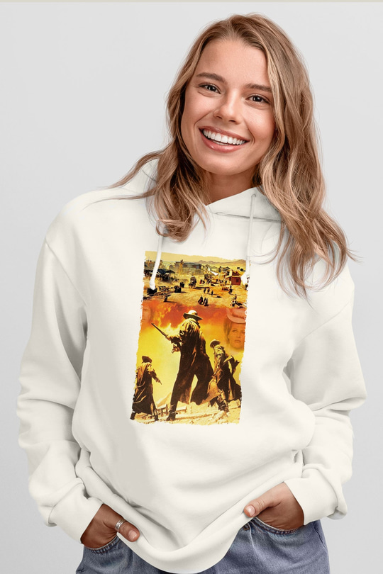 Bir Zamanlar Batıda (Once Upon a Time in the West) Baskılı Beyaz Kapüşonlu Sweatshirt
