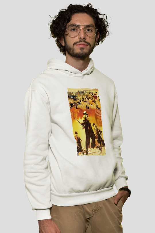 Bir Zamanlar Batıda (Once Upon a Time in the West) Baskılı Beyaz Kapüşonlu Sweatshirt