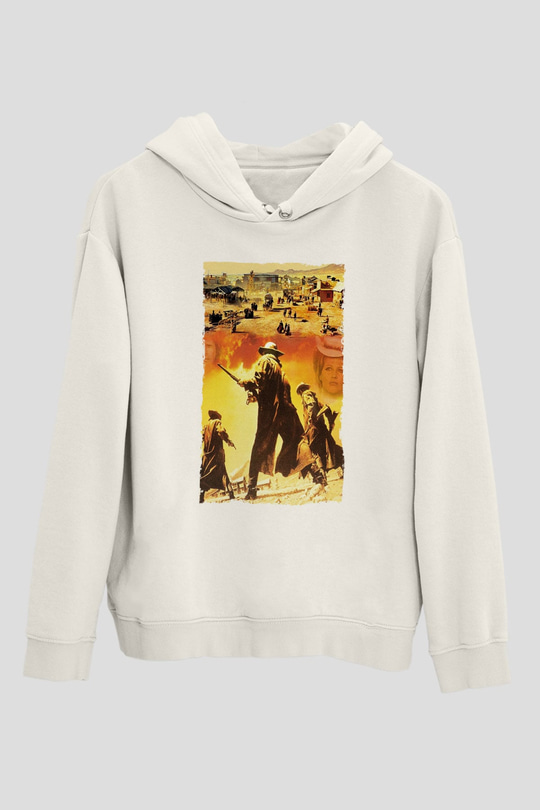 Bir Zamanlar Batıda (Once Upon a Time in the West) Baskılı Beyaz Kapüşonlu Sweatshirt