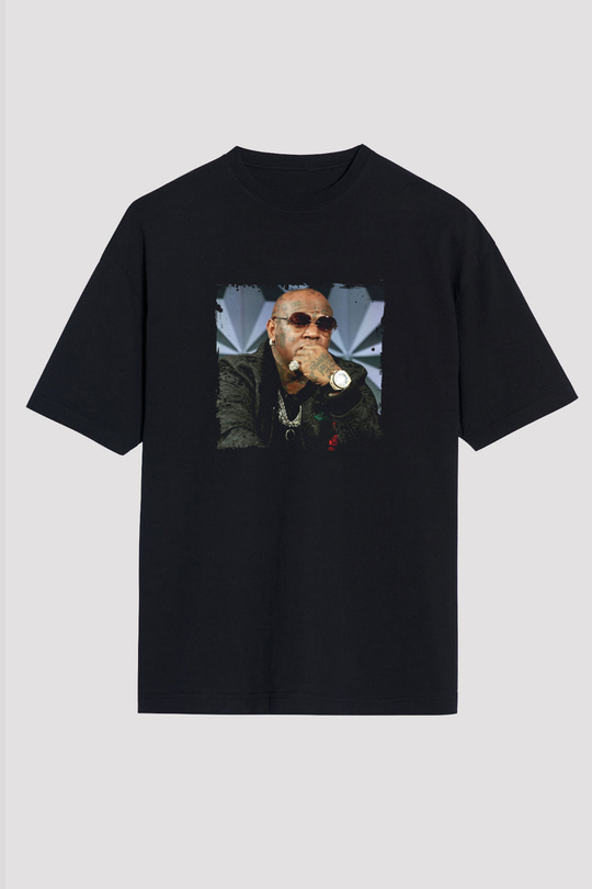 Birdman Baskılı Unisex Oversize Siyah Tişört