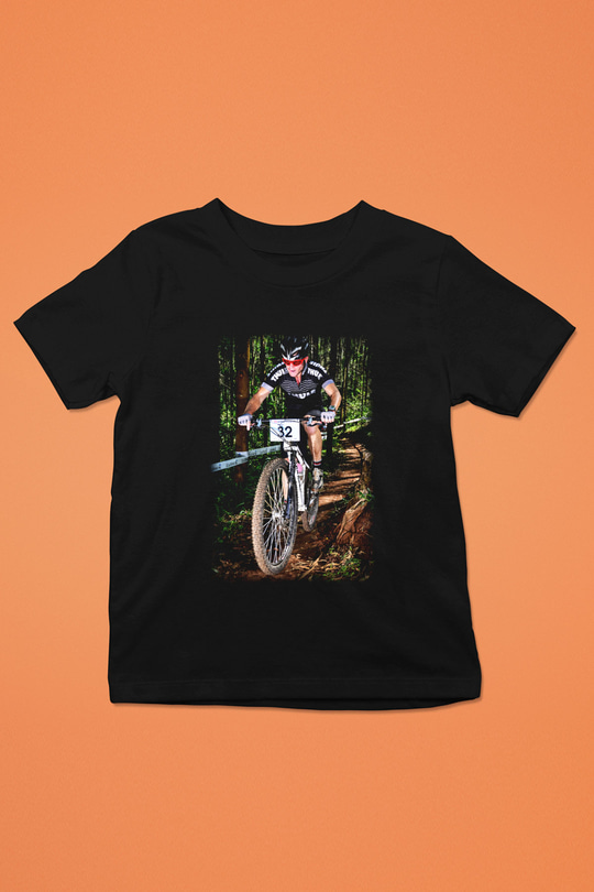 Bisiklet Baskılı Siyah Unisex Çocuk Tişört