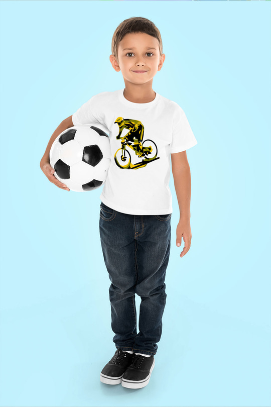 Bisiklet Beyaz Unisex Çocuk Tişört