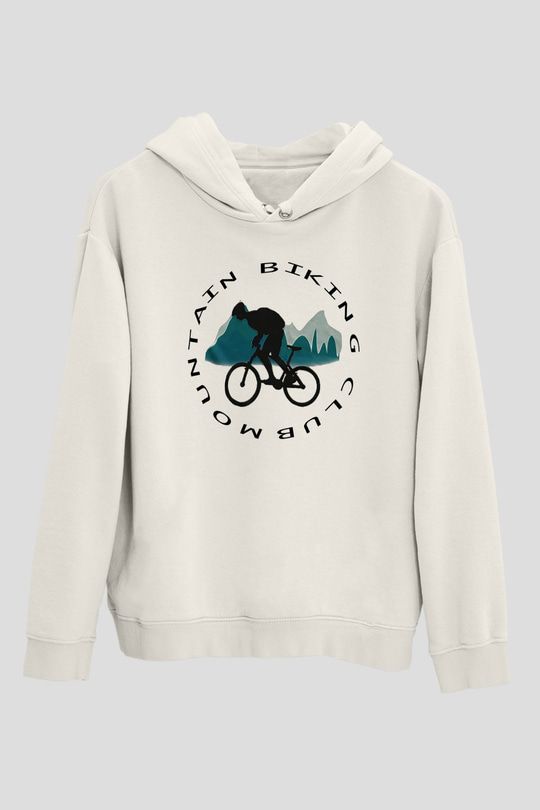 Bisiklet Beyaz Unisex Hoodie