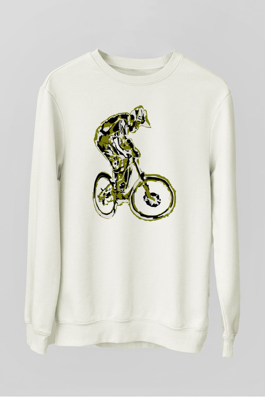 Bisiklet Beyaz Unisex Sweatshirt