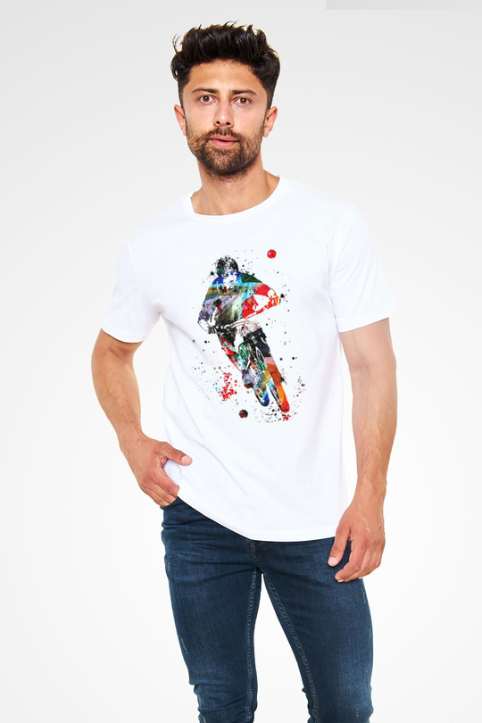 Bisiklet Beyaz Unisex Tişört T-Shirt - TişörtFabrikası