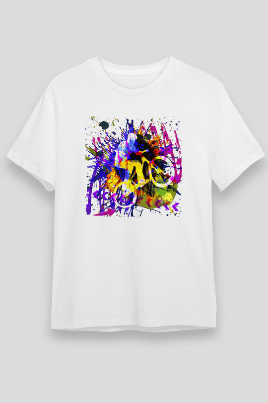 Bisiklet Beyaz Unisex Tişört T-Shirt - TişörtFabrikası