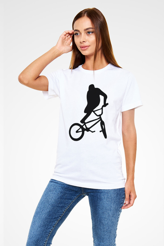 Bisiklet Beyaz Unisex Tişört T-Shirt - TişörtFabrikası