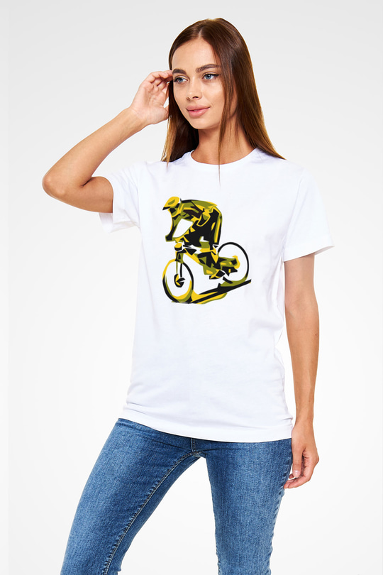 Bisiklet Beyaz Unisex Tişört T-Shirt - TişörtFabrikası