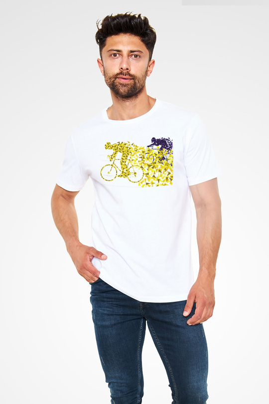 Bisiklet Beyaz Unisex Tişört T-Shirt - TişörtFabrikası