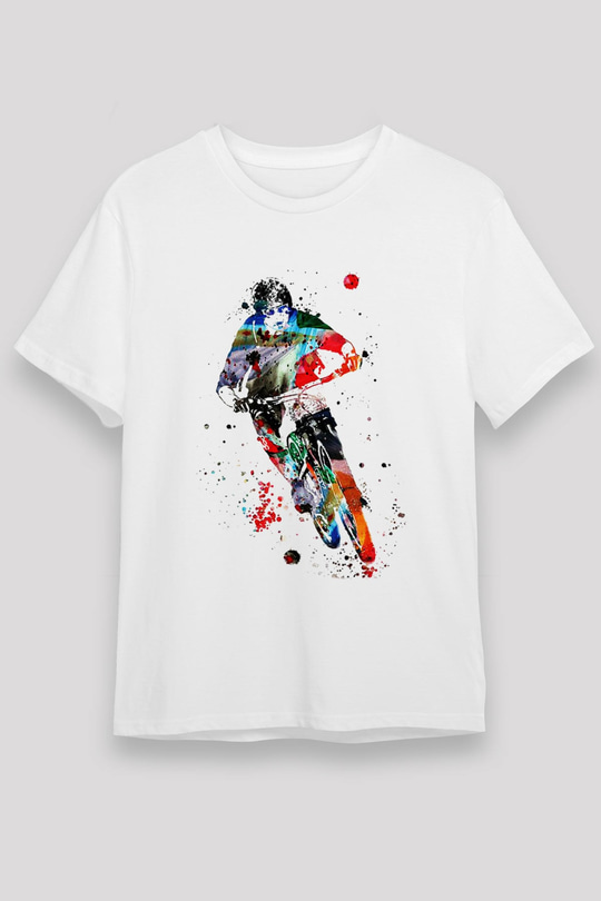 Bisiklet Beyaz Unisex Tişört T-Shirt - TişörtFabrikası
