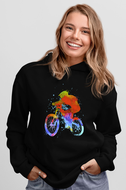 Bisiklet Siyah Unisex Hoodie