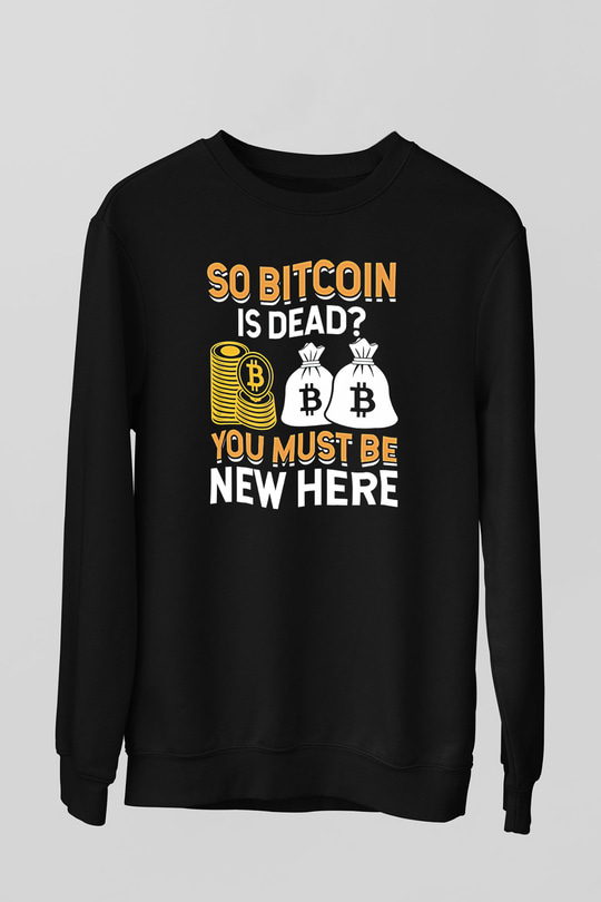 Bitcoin Baskılı Unisex Siyah Sweatshirt
