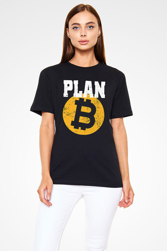 Bitcoin Baskılı Unisex Siyah Tişört - Tshirt