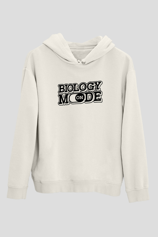 Biyoloji Baskılı Unisex Ekru Hoodie
