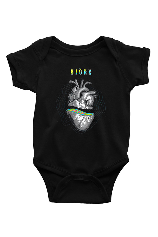 Björk Baskılı Unisex Siyah Bebek Body - Zıbın